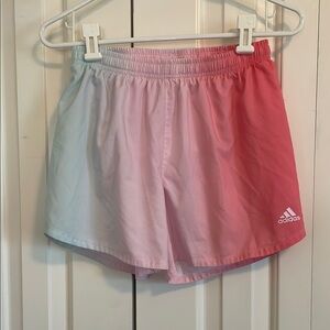 Adidas Pink and White Athletic Shorts